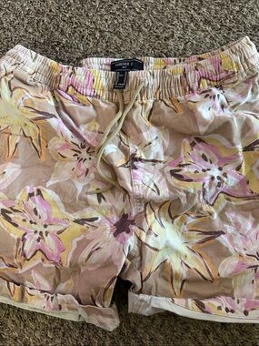 Forever 21 Men Floral Drawstring Shorts - Pink & Yellow